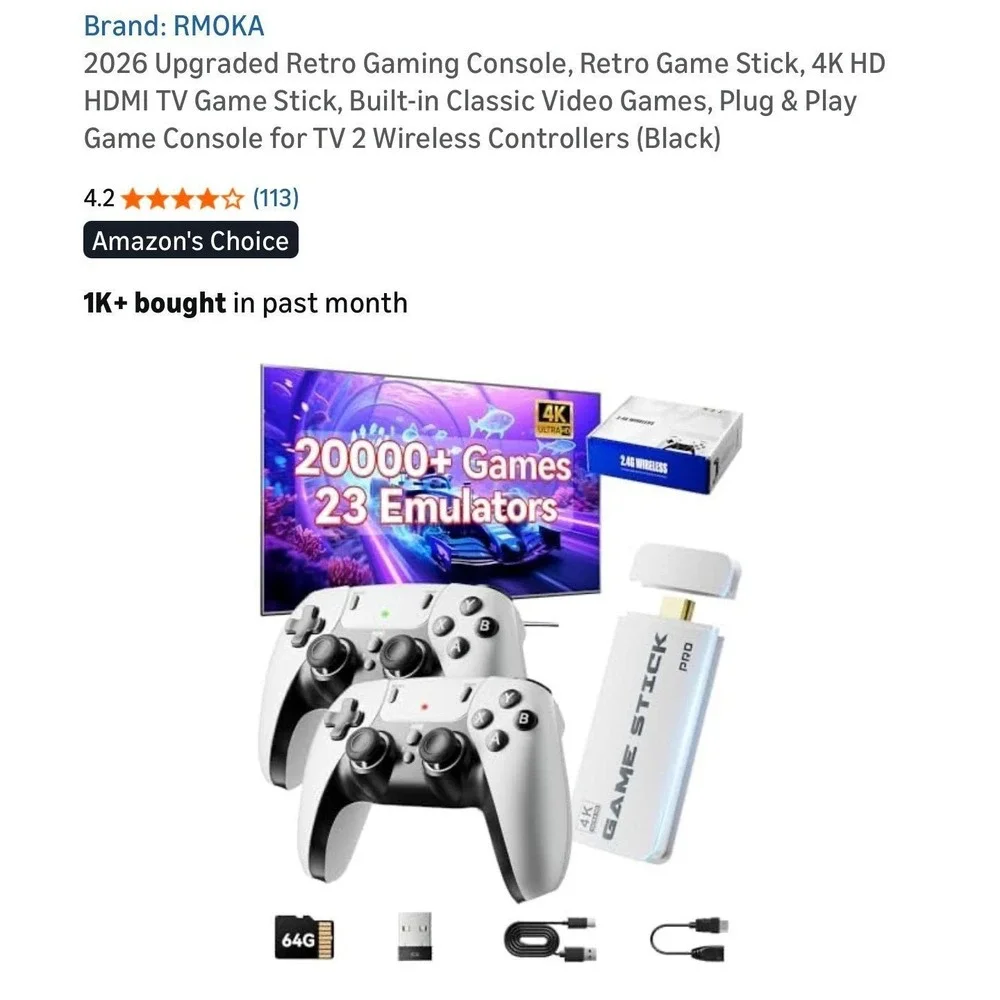 44.- RMOKA SJGAM M15 Plus Retro Game Stick 4K HD HDMI Console 20000+ Games 2